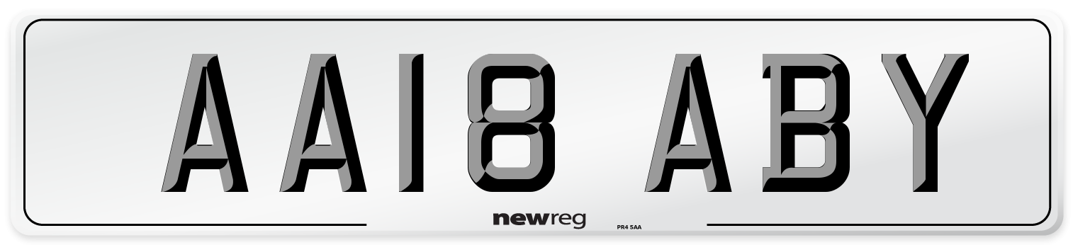 AA18 ABY Number Plate from New Reg